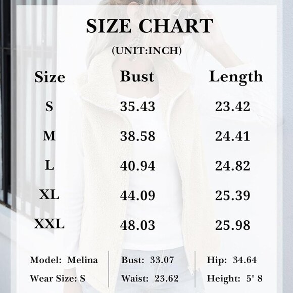Womens Fuzzy Sherpa Fleece Jacket Lightweight Vest Cozy Sleeveless Cardigan Zipp - Picture 6 of 6